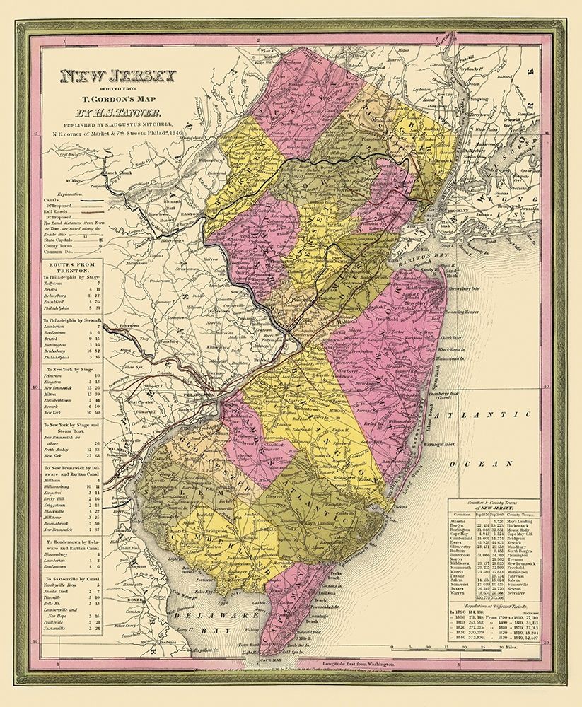New Jersey - Mitchell 1846 art print by Mitchell for $57.95 CAD
