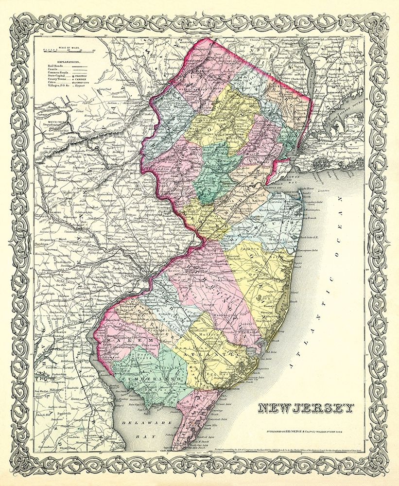 New Jersey - Colton 1856 art print by Colton for $57.95 CAD
