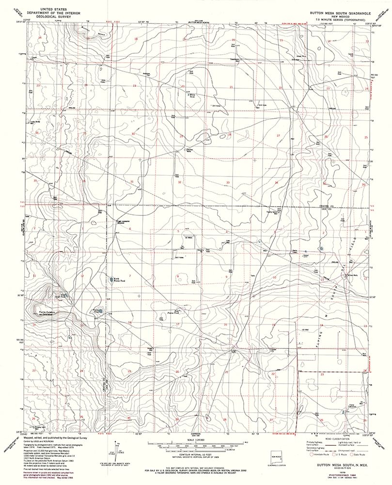 South Button Mesa New Mexico Quad - USGS 1979 art print by USGS for $57.95 CAD