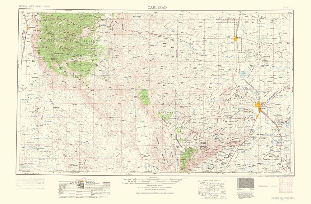 Carlsbad New Mexico Quad - USGS 1963 art print by USGS for $57.95 CAD