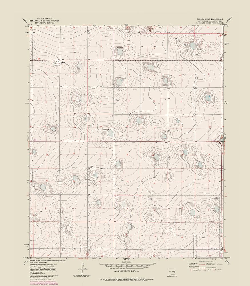 West Causey New Mexico Quad - USGS 1972 art print by USGS for $57.95 CAD