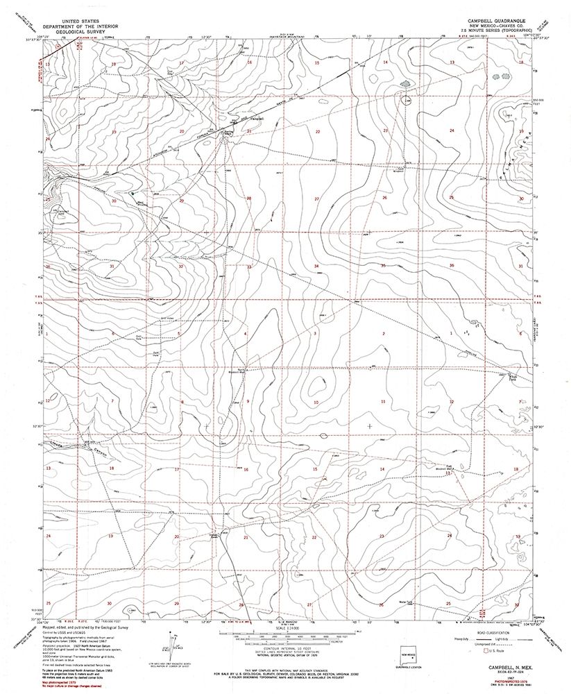 Campbell New Mexico Quad - USGS 1967 art print by USGS for $57.95 CAD