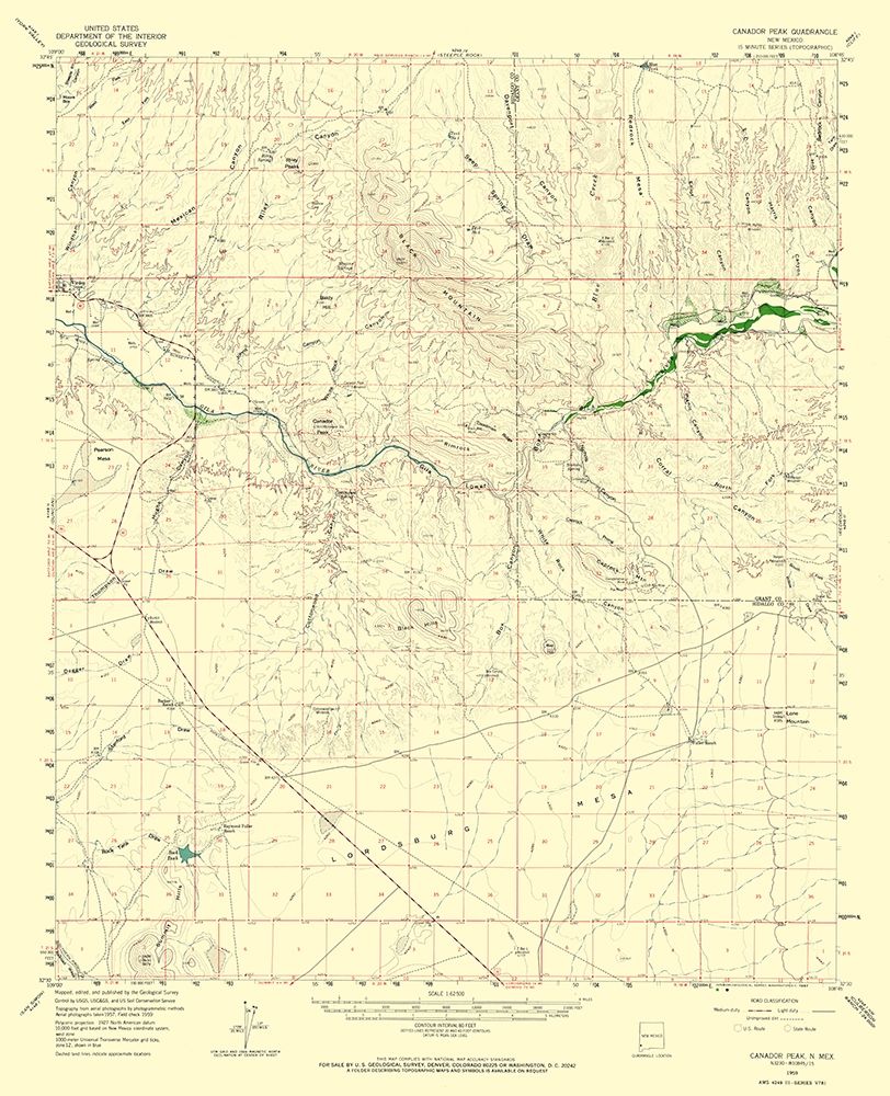 Canador Peak New Mexico Quad - USGS 1959 art print by USGS for $57.95 CAD