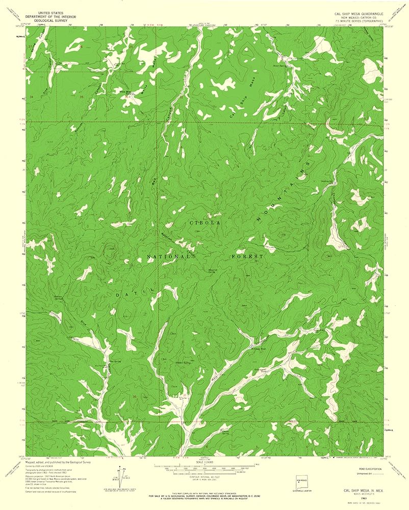 Cal Ship Mesa New Mexico Quad - USGS 1963 art print by USGS for $57.95 CAD