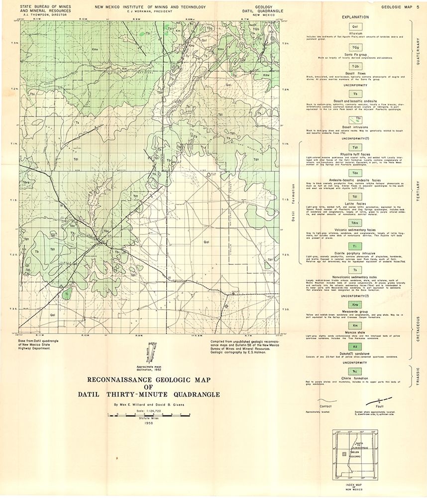Datil Quad New Mexico Mines - Willard 1958 art print by Willard for $57.95 CAD