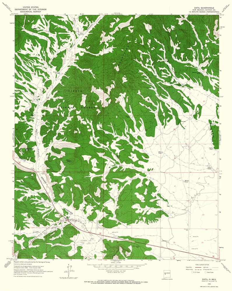Datil New Mexico Quad - USGS 1963 art print by USGS for $57.95 CAD