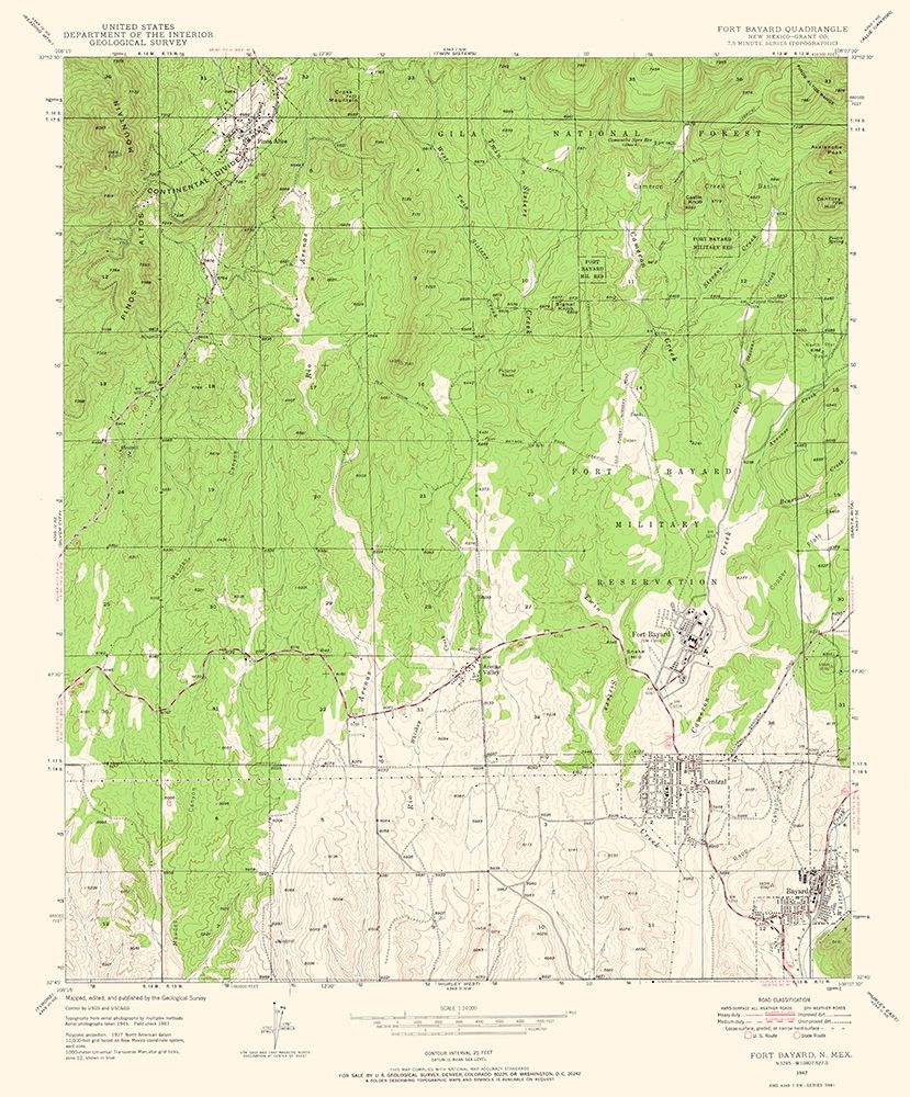 Fort Bayard New Mexico Quad - USGS 1947 art print by USGS for $57.95 CAD