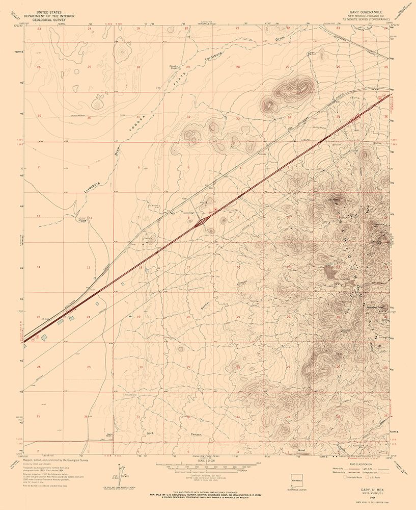 Gary New Mexico Quad - USGS 1964 art print by USGS for $57.95 CAD