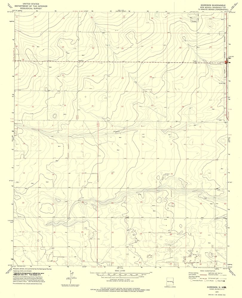 Garrison New Mexico Quad - USGS 1972 art print by USGS for $57.95 CAD