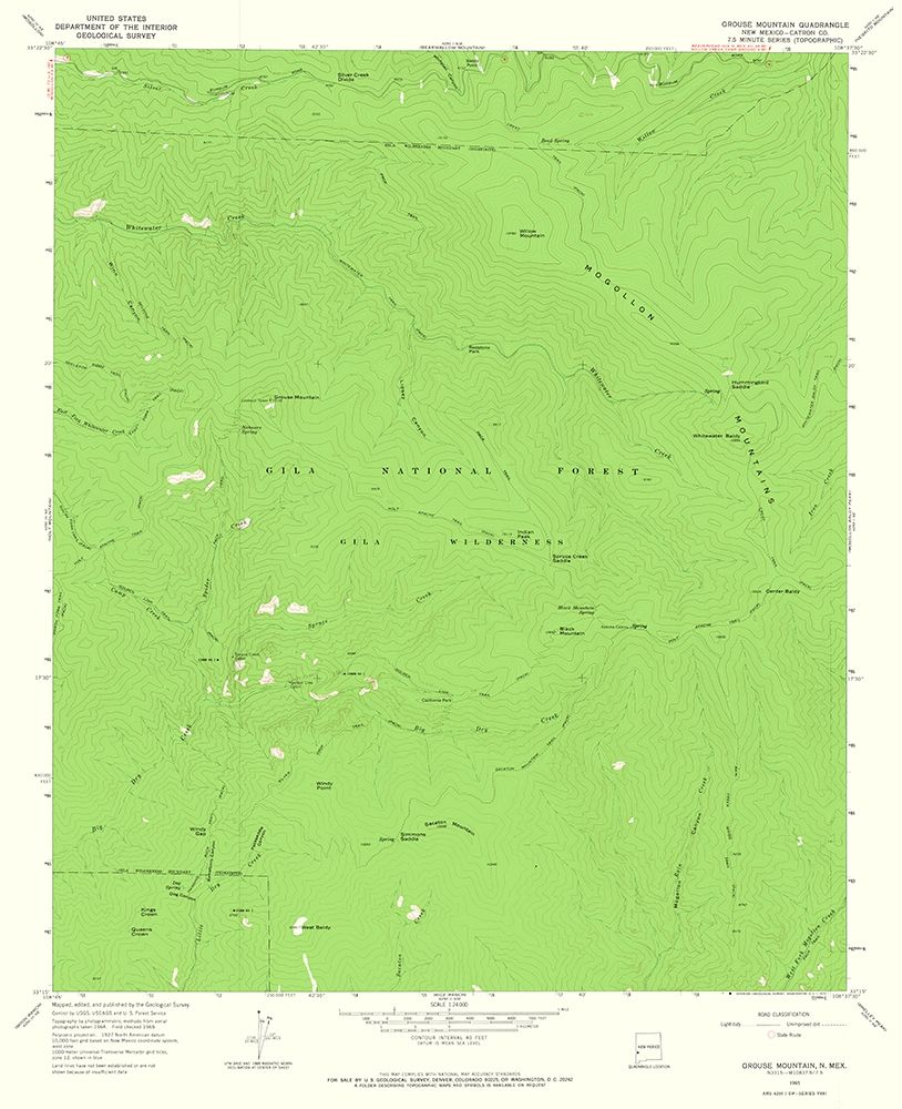 Grouse Mountain New Mexico Quad - USGS 1965 art print by USGS for $57.95 CAD