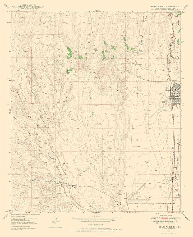West Hurley New Mexico Quad - USGS 1949 art print by USGS for $57.95 CAD