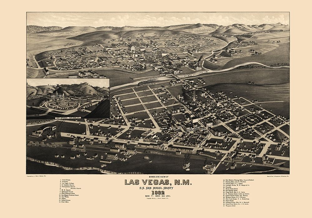Las Vegas New Mexico - Stoner 1882 art print by Stoner for $57.95 CAD