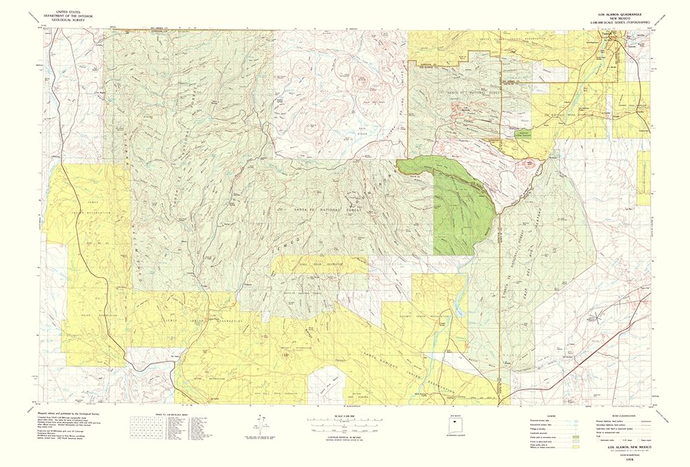 Los Alamos New Mexico Quad - USGS 1978 art print by USGS for $57.95 CAD