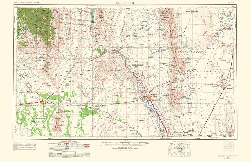 Las Cruces New Mexico Quad - USGS 1963 art print by USGS for $57.95 CAD