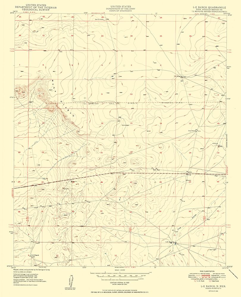 L-E Ranch Chaves County New Mexico Quad - USGS art print by USGS for $57.95 CAD