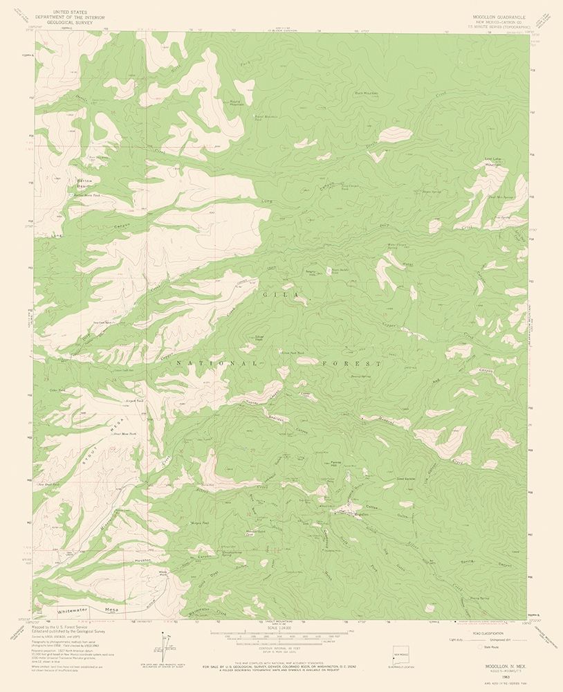 Mogollon New Mexico Quad - USGS 1963 art print by USGS for $57.95 CAD
