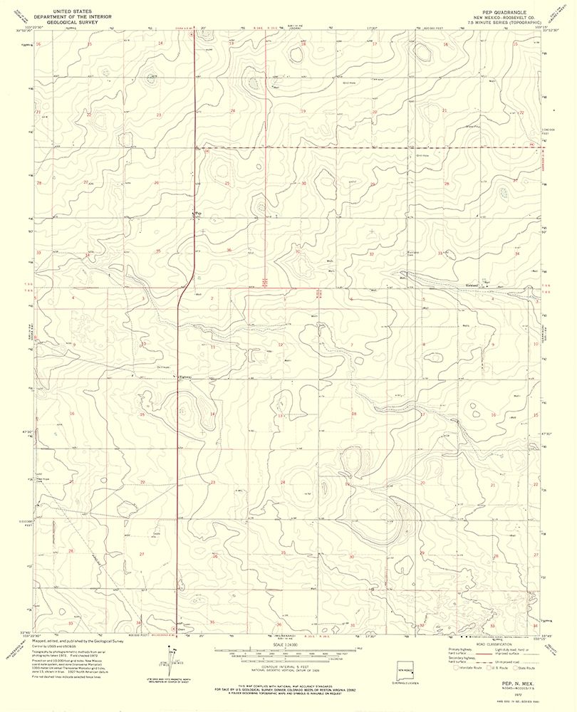 Pep New Mexico Quad - USGS 1972 art print by USGS for $57.95 CAD
