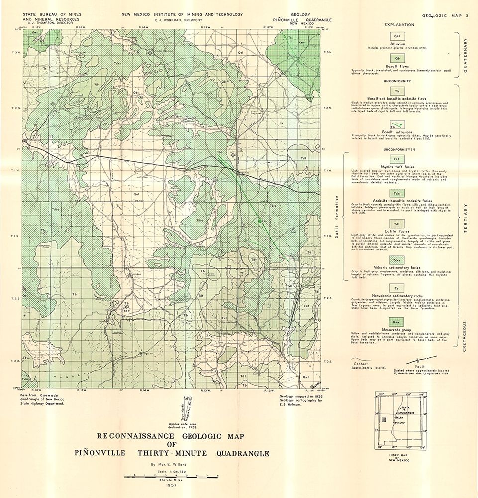 Pinonville Quad New Mexico Mines - Willard 1957 art print by Willard for $57.95 CAD