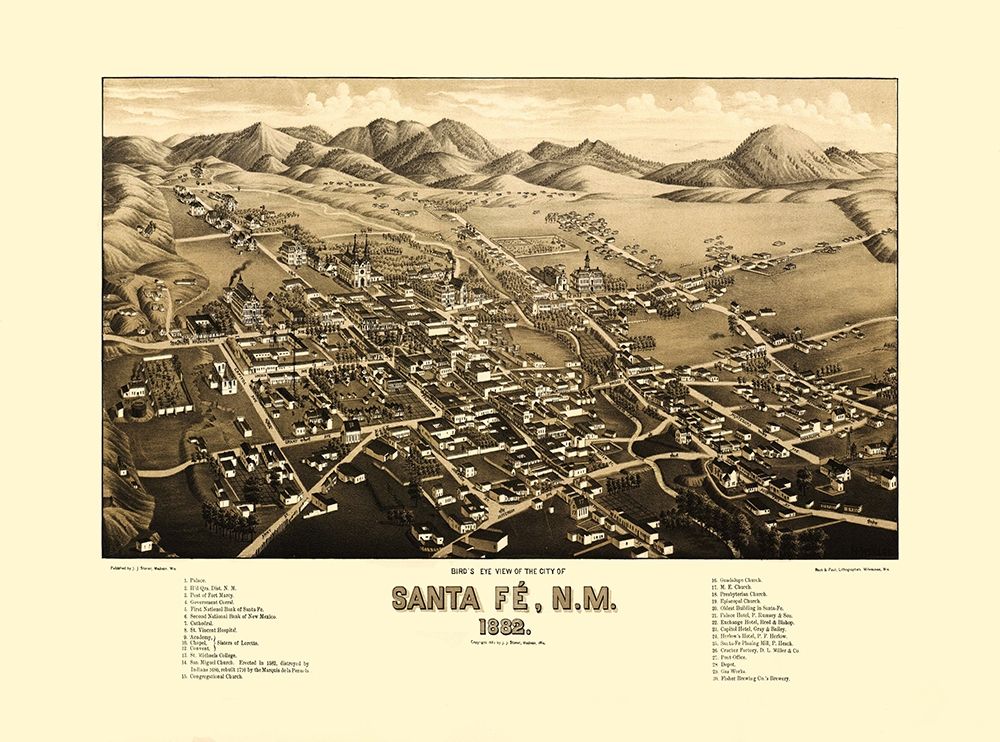 Santa Fe New Mexico - Stoner 1892 art print by Stoner for $57.95 CAD
