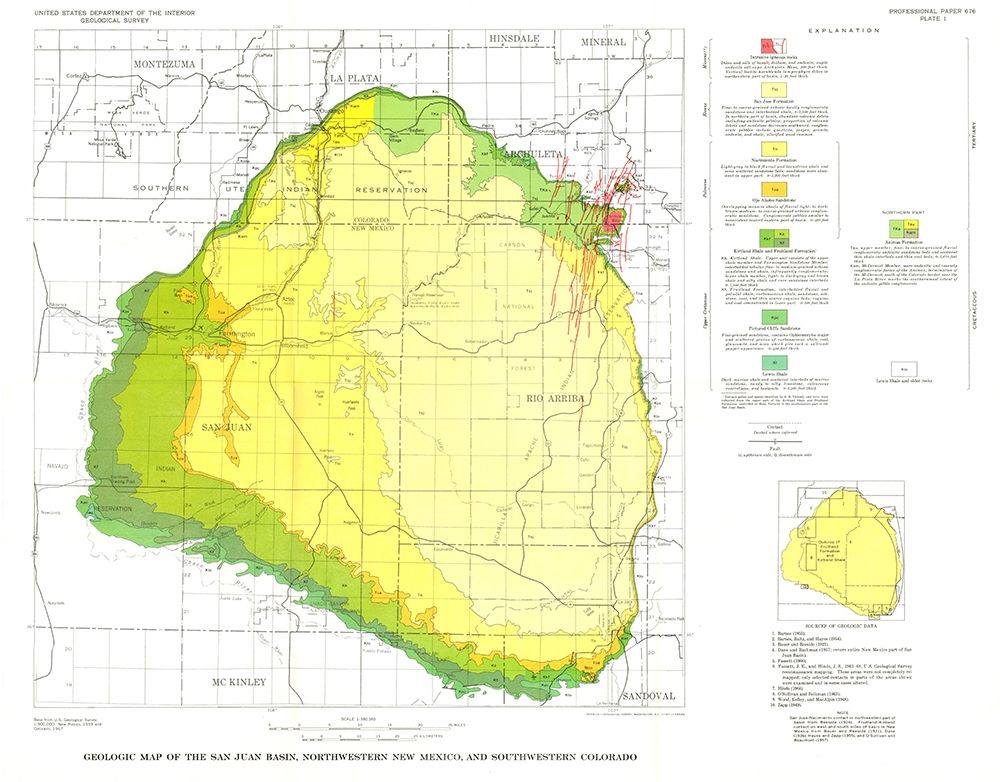 San Juan Basin New Mexico Colorado - USGS 1959 art print by USGS for $57.95 CAD