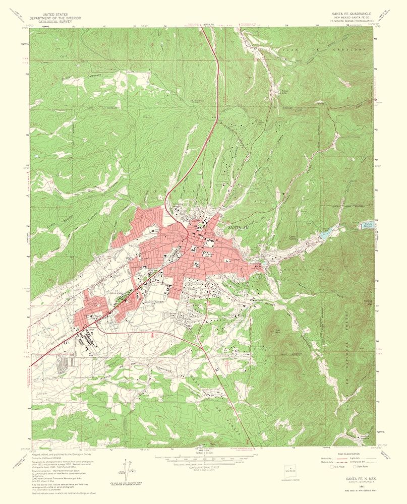Santa Fe New Mexico Quad - USGS 1964 art print by USGS for $57.95 CAD