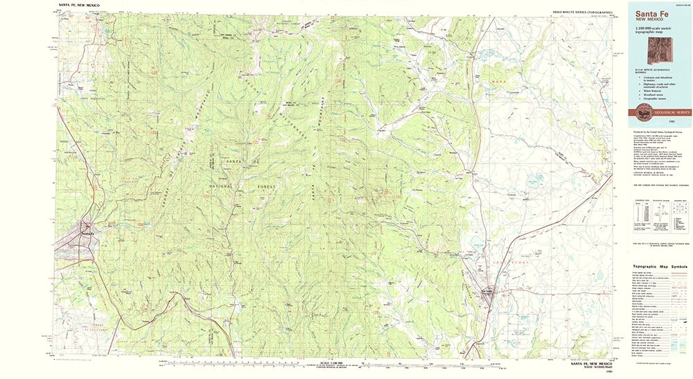Santa Fe New Mexico Quad - USGS 1983 art print by USGS for $57.95 CAD
