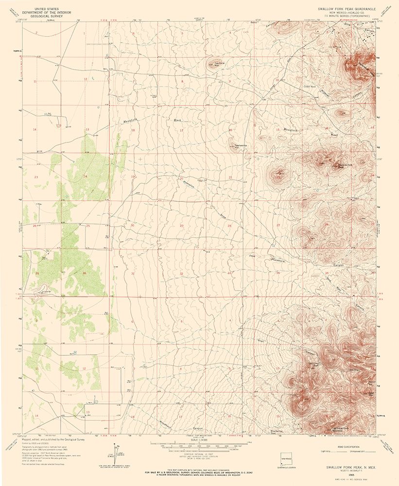 Swallow Fork Peak New Mexico Quad - USGS 1965 art print by USGS for $57.95 CAD