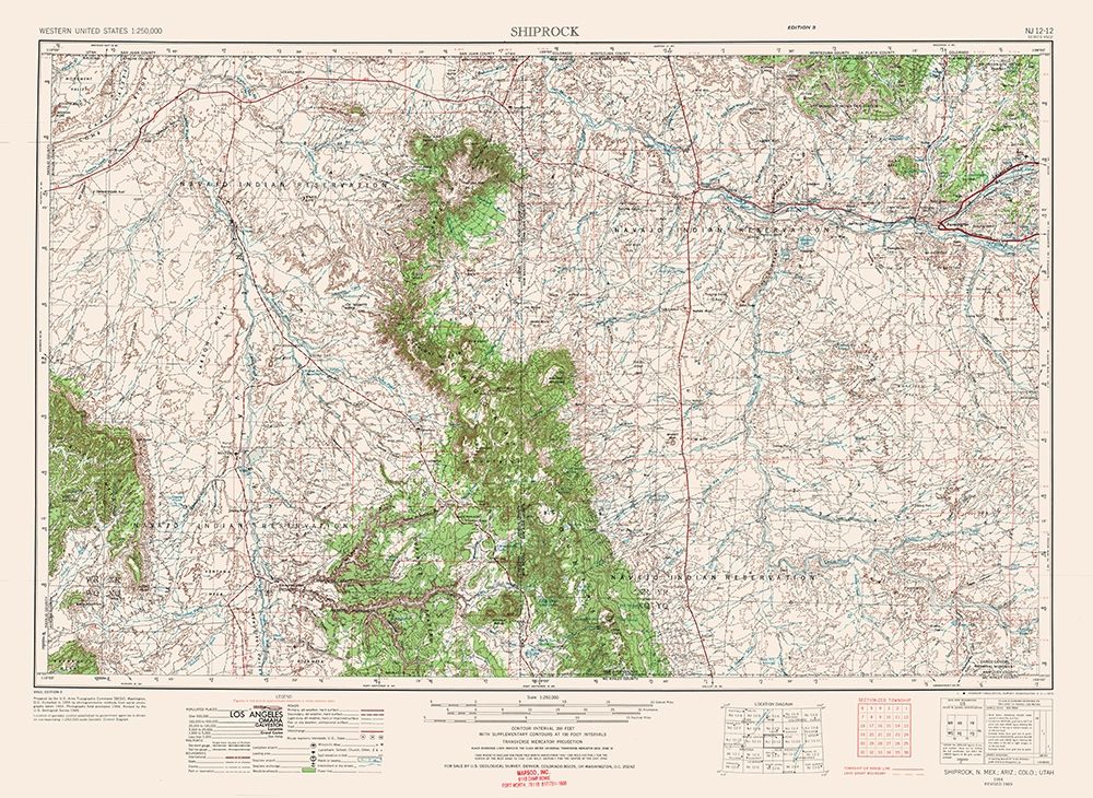 Shiprock New Mexico Quad - USGS 1954 art print by USGS for $57.95 CAD
