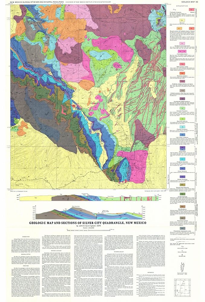 Silver City Quad New Mexico Mines - Cunningham art print by Cunningham for $57.95 CAD