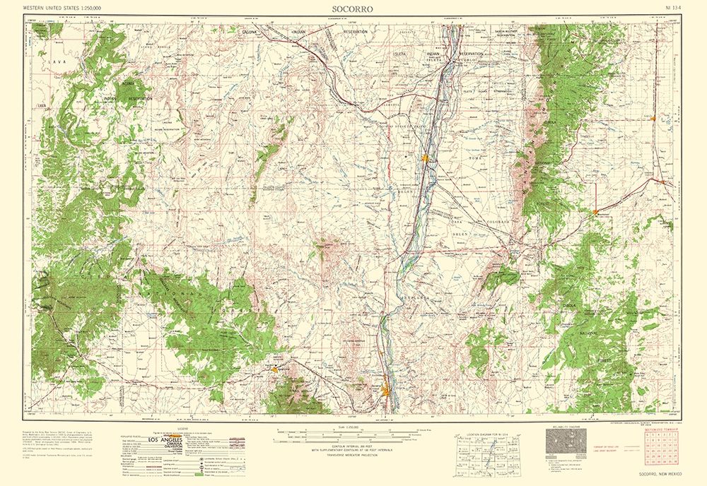 Socorro New Mexico Quad - USGS 1962 art print by USGS for $57.95 CAD