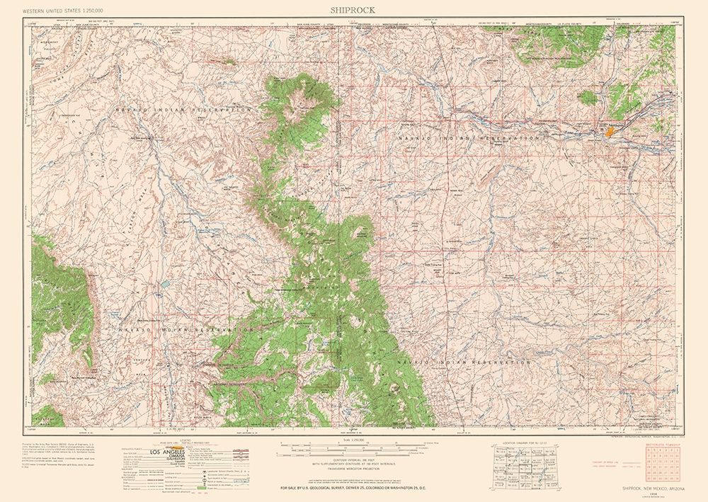 Shiprock New Mexico Quad - USGS 1963 art print by USGS for $57.95 CAD