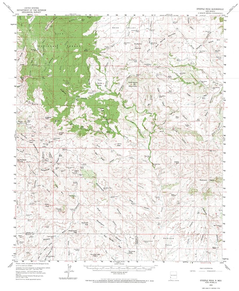 Steeple Rock New Mexico Quad - USGS 1959 art print by USGS for $57.95 CAD