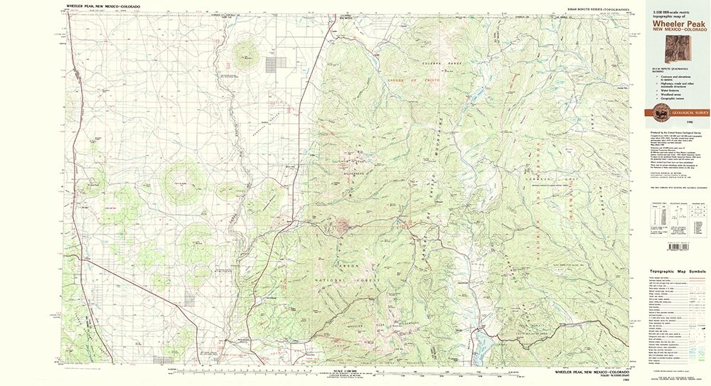 Wheeler Peak New Mexico Colorado Quad - USGS 1982 art print by USGS for $57.95 CAD