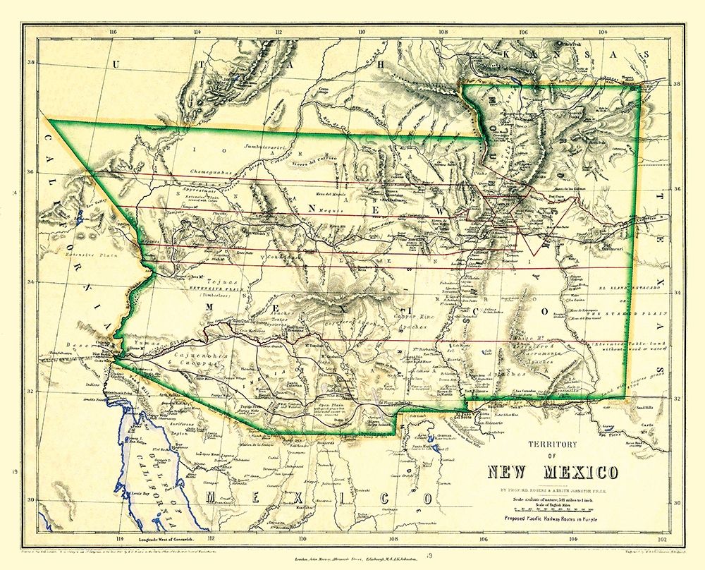 New Mexico Territory - Johnston 1857 art print by Johnston for $57.95 CAD