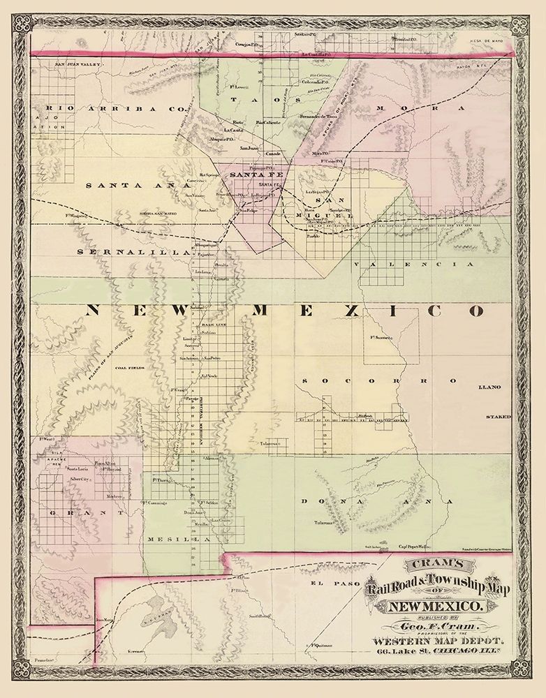 New Mexico Territory - Cram 1875 art print by Cram for $57.95 CAD