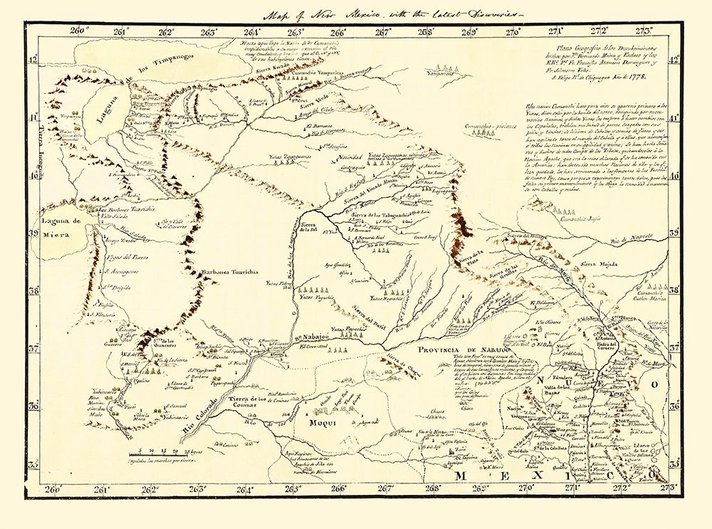 New Mexico Territory - de Miera y Pacheco 1778 art print by de Miera y Pacheco for $57.95 CAD