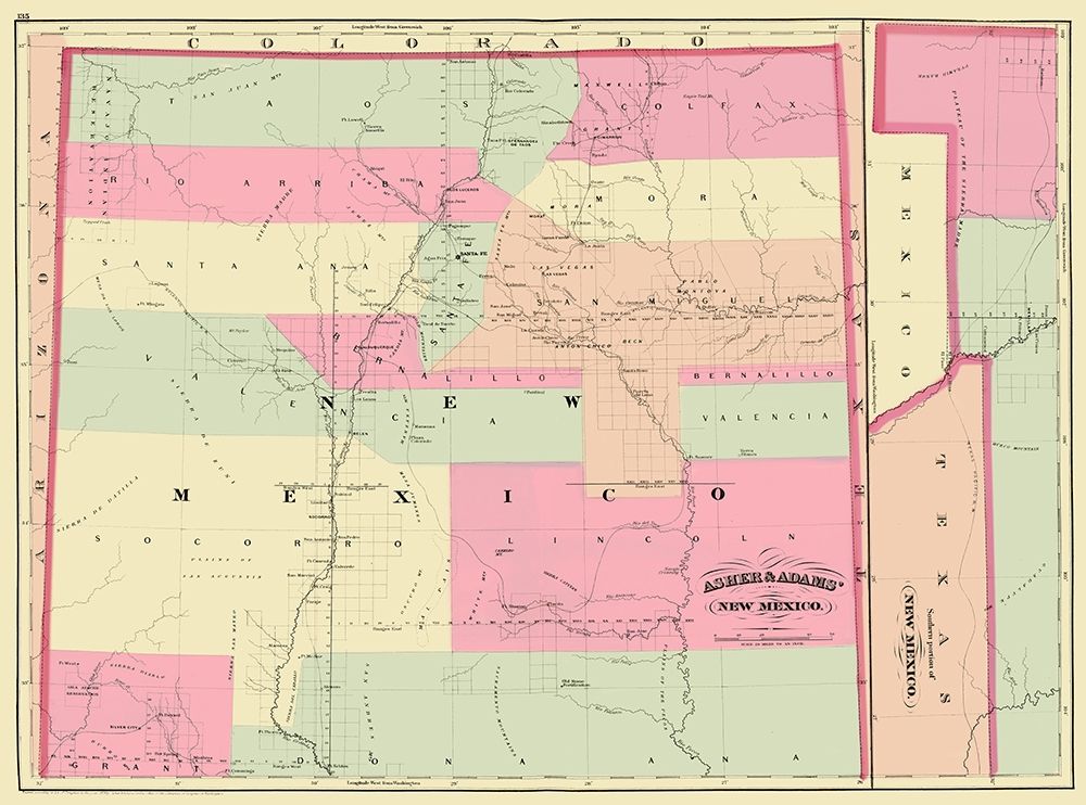 New Mexico - Asher 1874 art print by Asher for $57.95 CAD