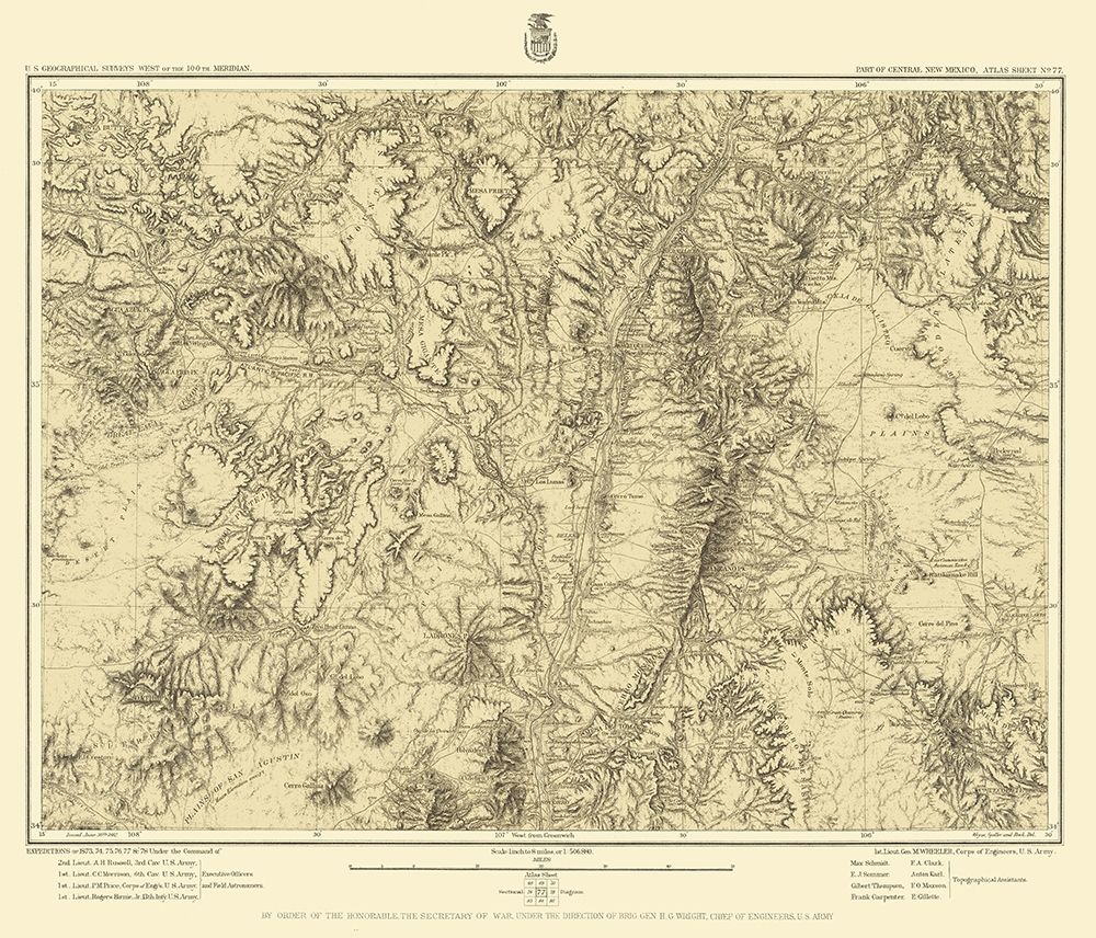 New Mexico Central New Mexico Sheet - US Army 1882 art print by US Army for $57.95 CAD