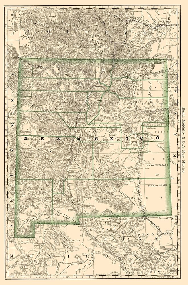 New Mexico - Rand McNally 1879 art print by Rand McNally for $57.95 CAD