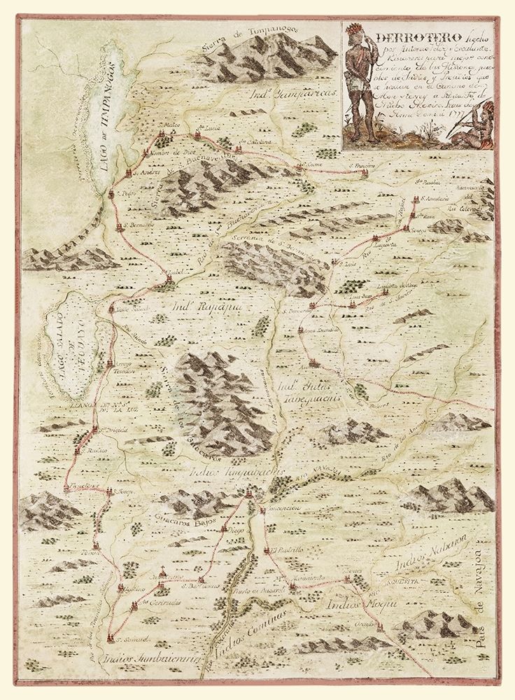 New Mexico Route with Indian Villages, Missions art print by Escalante for $57.95 CAD