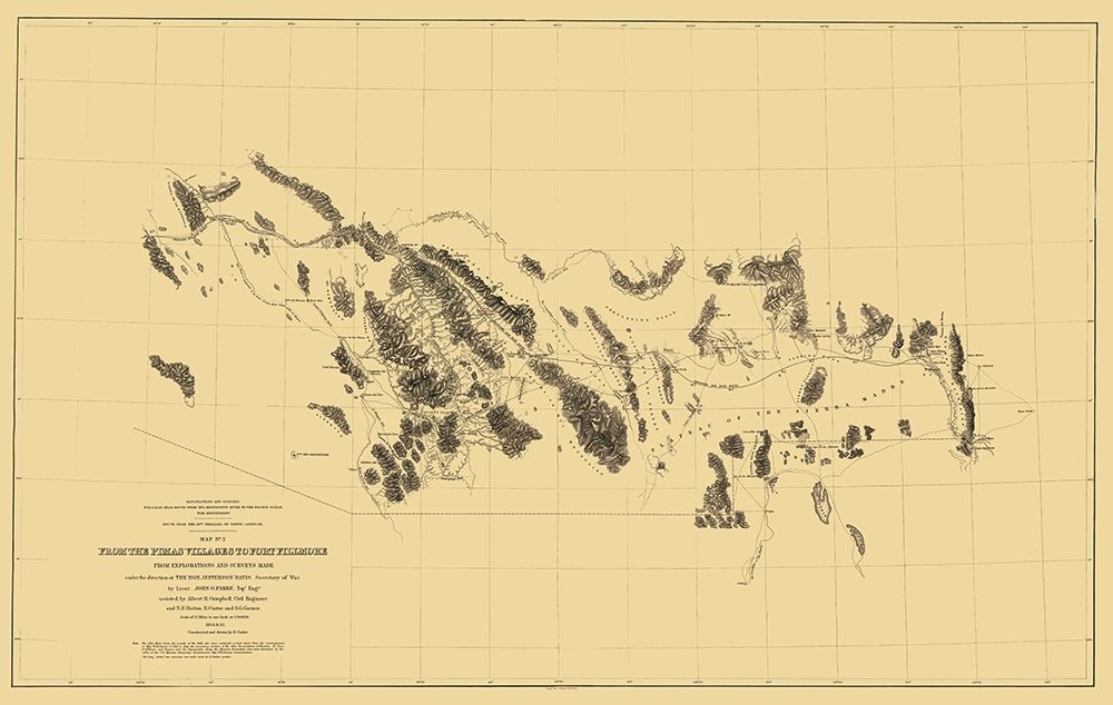 Pimas Villages to Fort Fillmore Route - Parke 1855 art print by Parke for $57.95 CAD