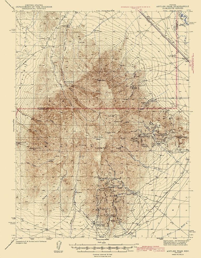 Antler Nevada Quad - USGS 1943 art print by USGS for $57.95 CAD