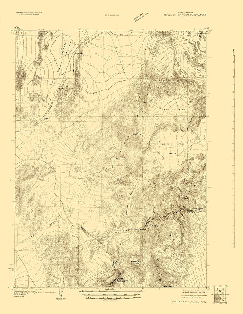 Boulder Canyon Nevada Arizona Quad - USGS 1926 art print by USGS for $57.95 CAD