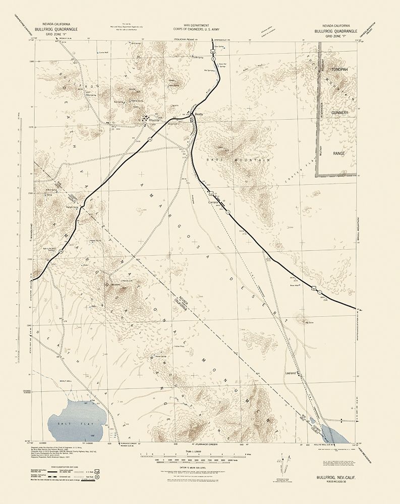 Bullfrog Nevada California Quad - USGS 1942 art print by USGS for $57.95 CAD