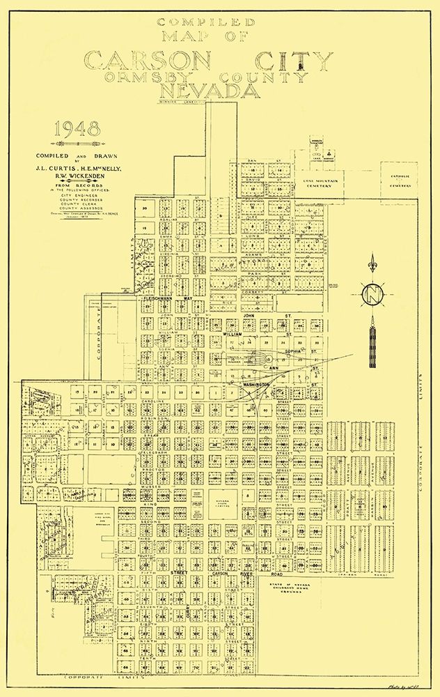 Carson City Nevada Plat - Curtis 1948 art print by Curtis for $57.95 CAD