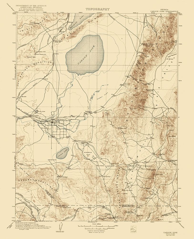 Carson Sink Nevada Quad - USGS 1910 art print by USGS for $57.95 CAD