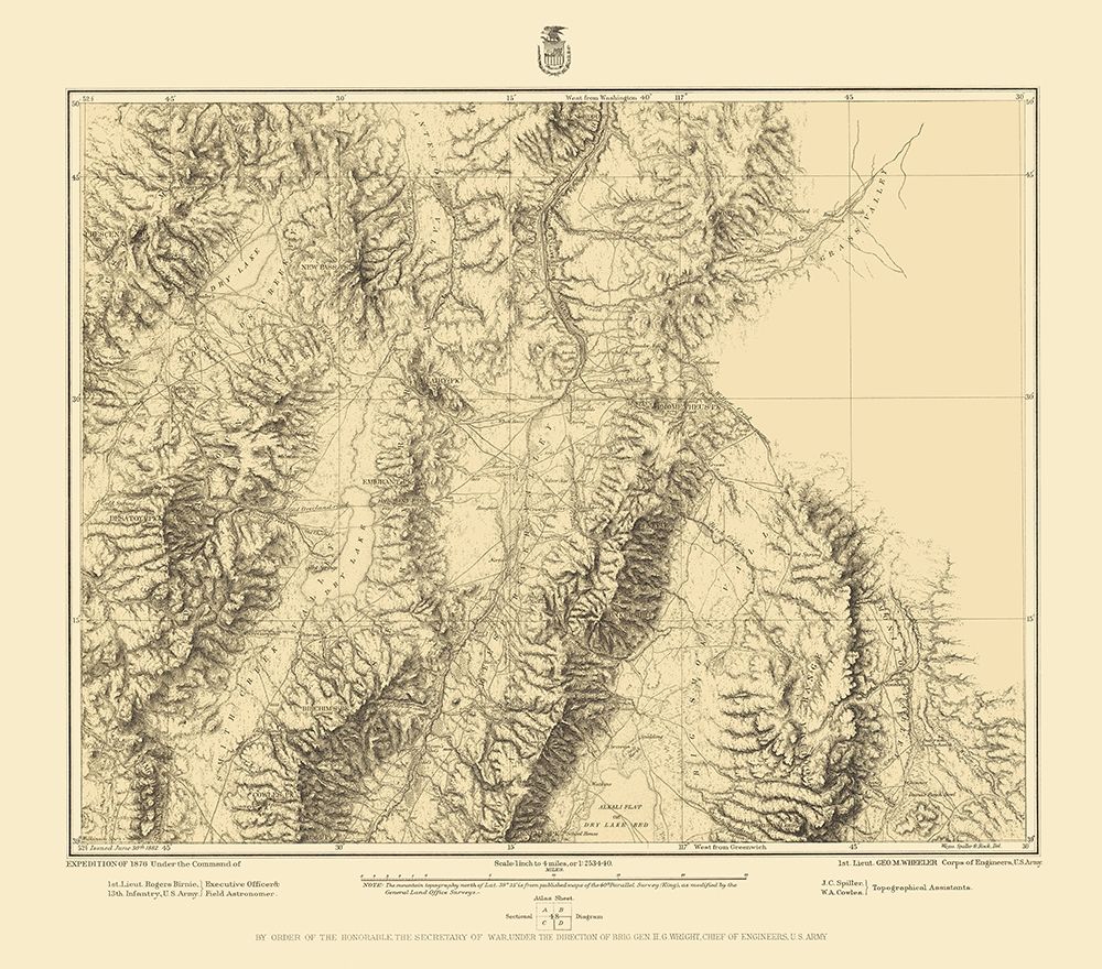 Central Nevada Geographical Sheet - US Army 1882 art print by US Army for $57.95 CAD
