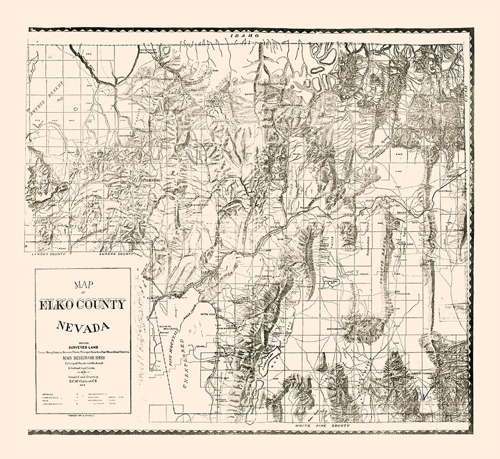 Elko County Nevada - McClellan 1894 art print by McClellan for $57.95 CAD