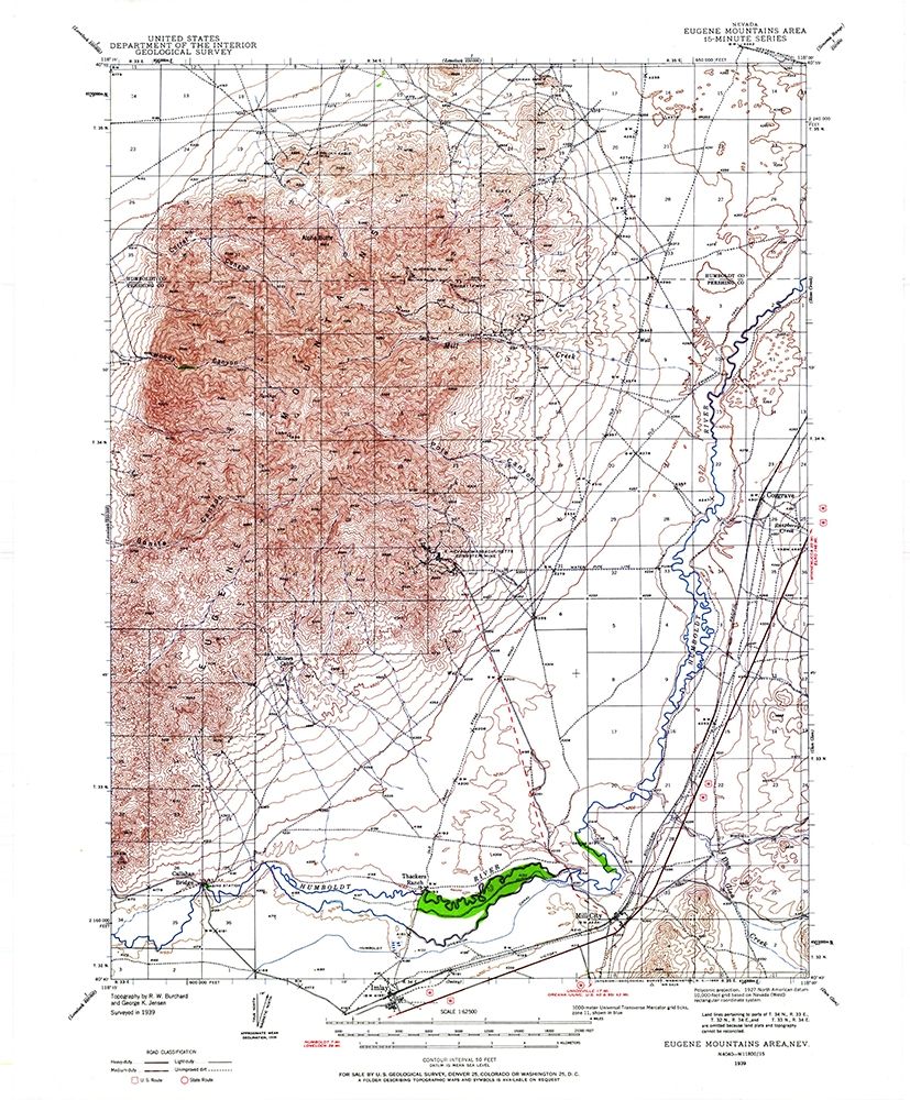 Eugene Mt Area Nevada - USGS 1939 art print by USGS for $57.95 CAD