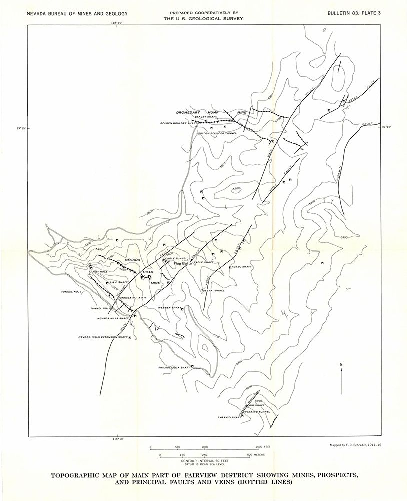 Fairview District Mines Prospect Veins NV art print by USGS for $57.95 CAD